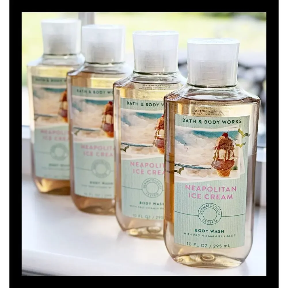 Bath & Body Works Neapolitan Ice Cream 10oz Shower Gel Body Wash with Aloe B5 x4